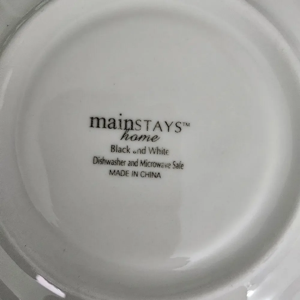 Mainstays Home Black & White Striped Saucer Plates Set of 4 Replacement